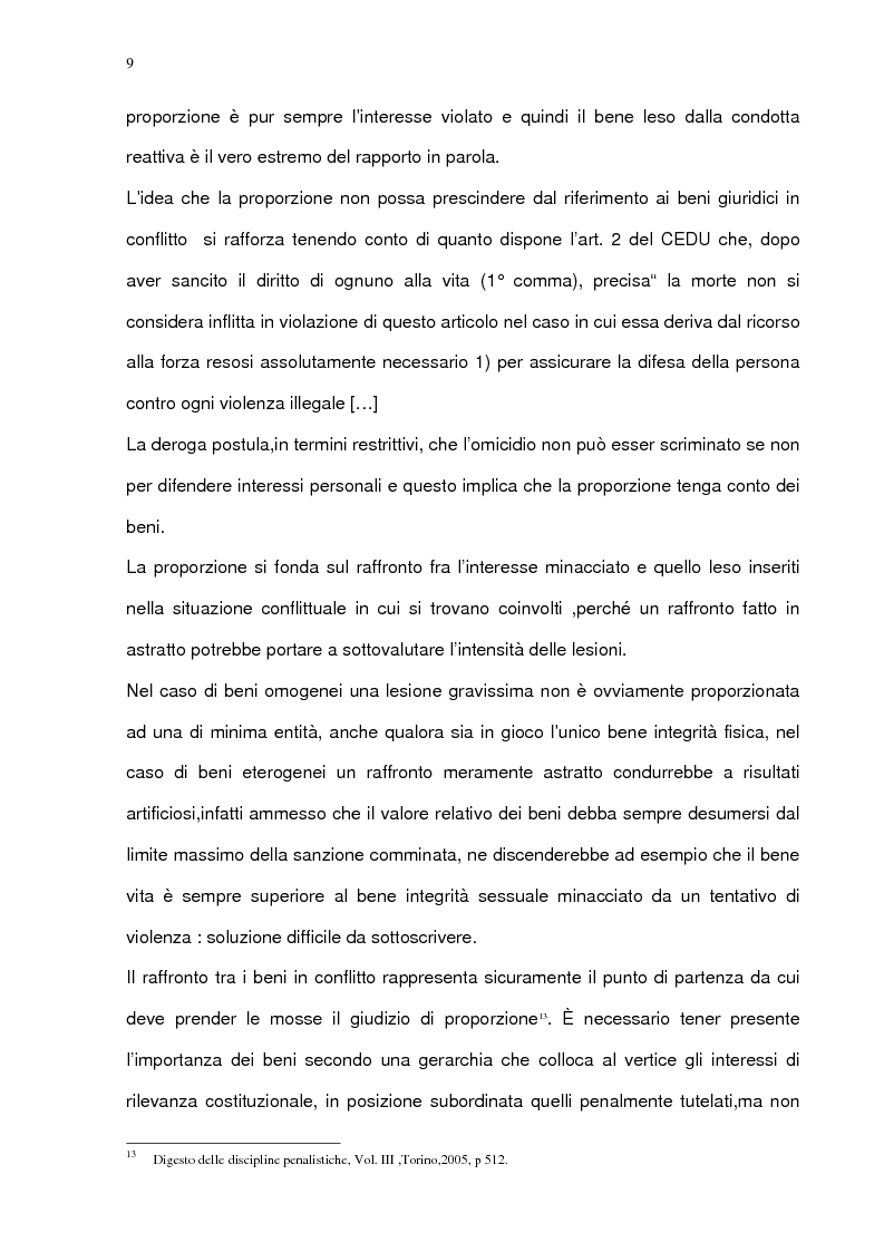 Anteprima della tesi: La proporzione tra offesa e difesa e tra fatto e pericolo nella legittima difesa e nello stato di necessità, Pagina 5