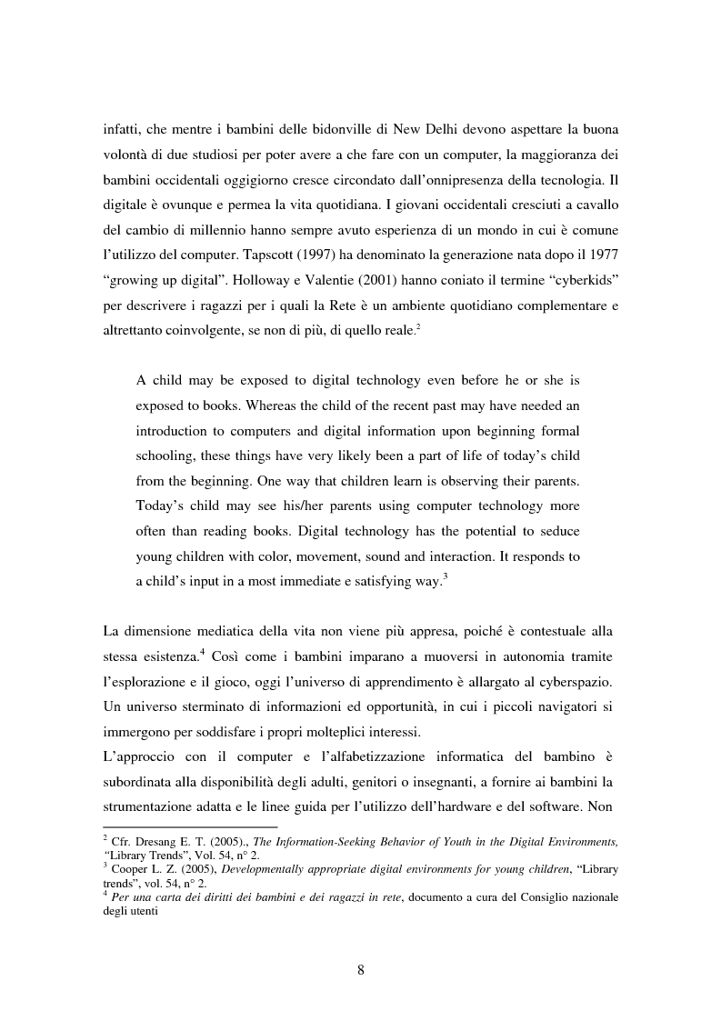 Anteprima della tesi: Bambini nel web: un'indagine sugli aspetti sociologici, psicologici e comunicativi, Pagina 2
