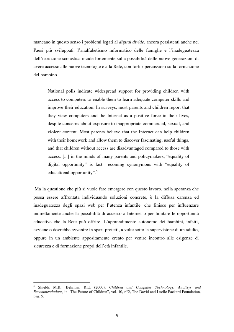 Anteprima della tesi: Bambini nel web: un'indagine sugli aspetti sociologici, psicologici e comunicativi, Pagina 3