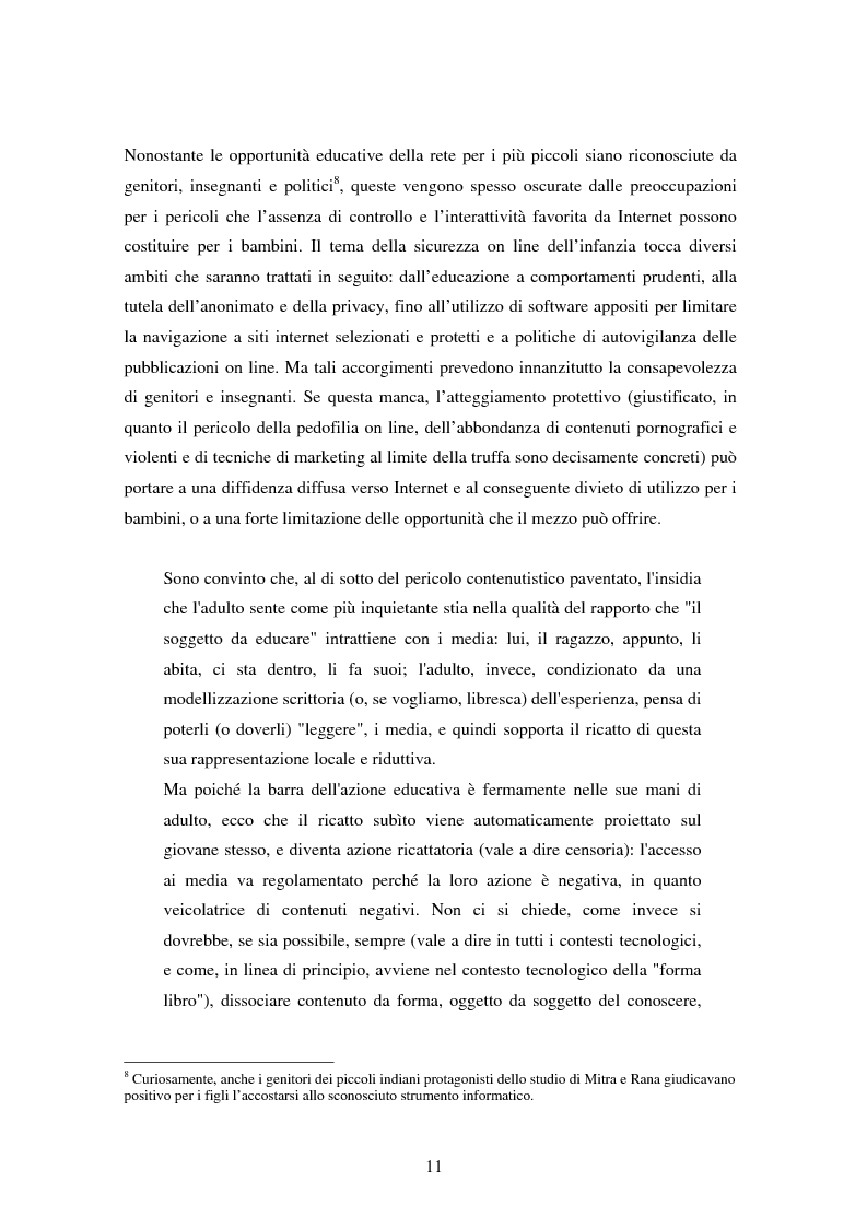 Anteprima della tesi: Bambini nel web: un'indagine sugli aspetti sociologici, psicologici e comunicativi, Pagina 5