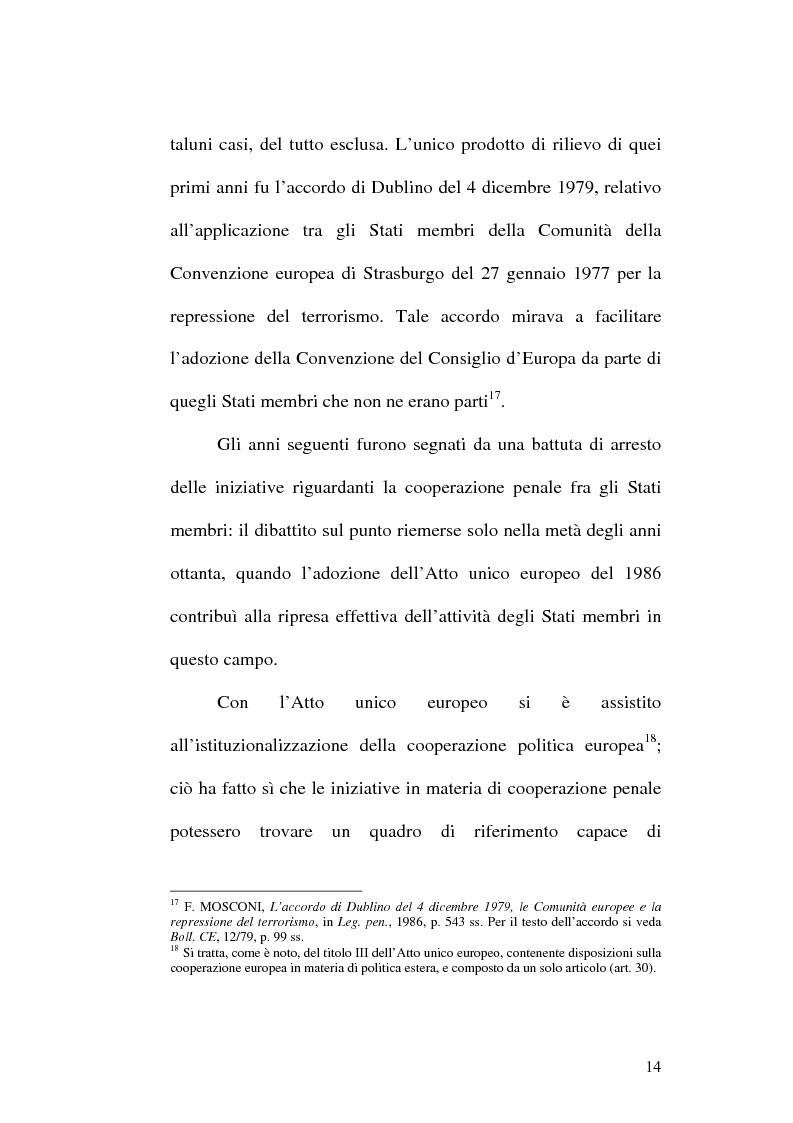 Anteprima della tesi: Il mandato d'arresto europeo e la sua attuazione nell'ordinamento italiano, Pagina 14