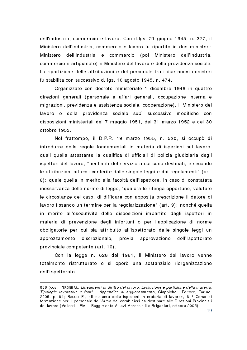 Anteprima della tesi: D. Lgs. 124/2004. Le novità della riforma dei servizi ispettivi, Pagina 11