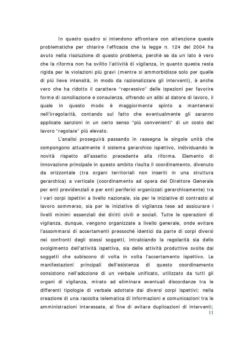 Anteprima della tesi: D. Lgs. 124/2004. Le novità della riforma dei servizi ispettivi, Pagina 3