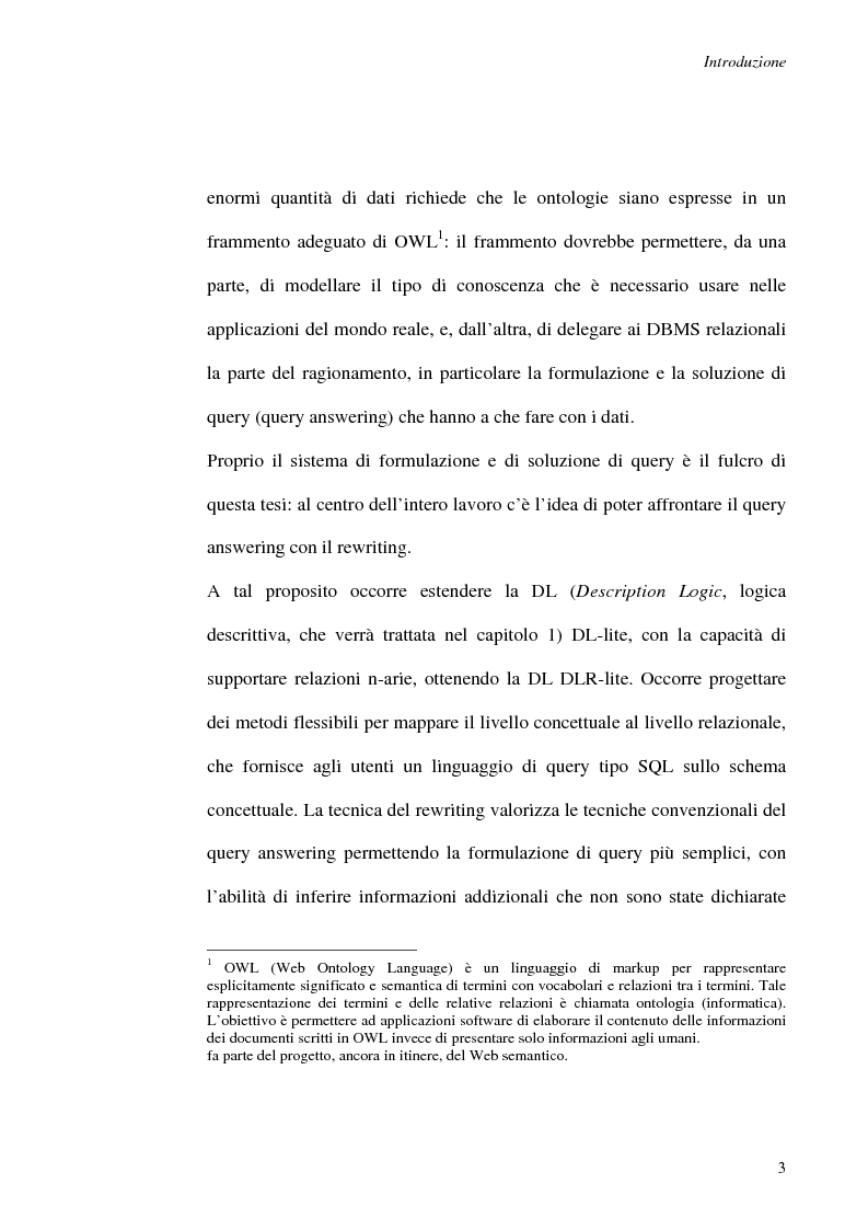 Anteprima della tesi: Formulazione di query su ontologie in DLR-Lite per l'interrogazione di modelli relazionali, Pagina 3