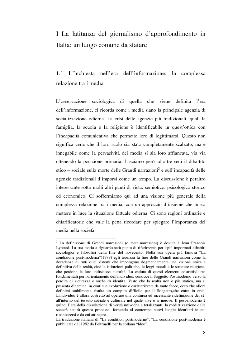Anteprima della tesi: Il giornalismo d'inchiesta: nuovi spazi di ridefinizione, Pagina 5