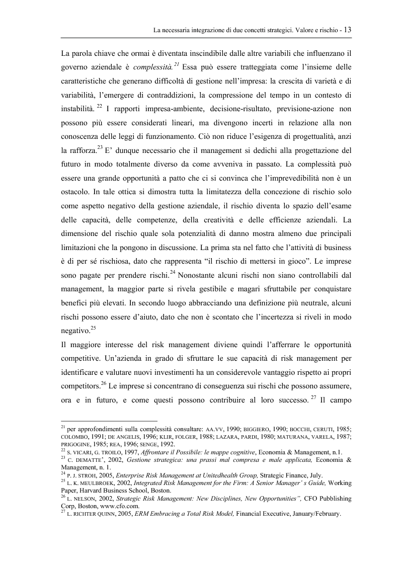 Anteprima della tesi: Il rischio nell'impresa. Concetti, prospettive d’analisi, principi di gestione, Pagina 13