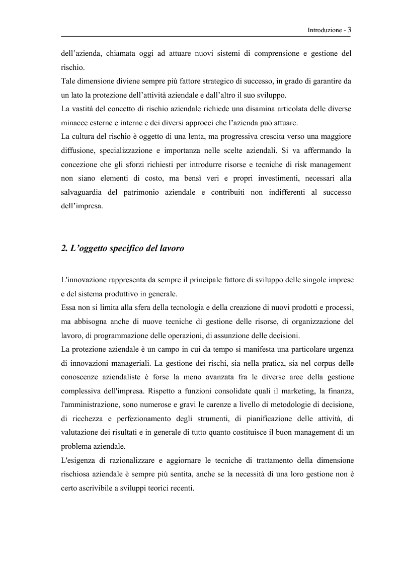 Anteprima della tesi: Il rischio nell'impresa. Concetti, prospettive d’analisi, principi di gestione, Pagina 3