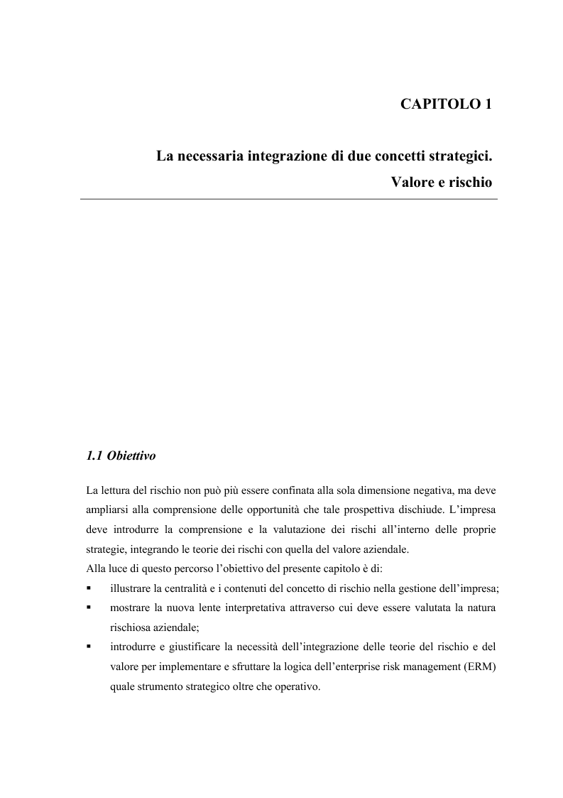 Anteprima della tesi: Il rischio nell'impresa. Concetti, prospettive d’analisi, principi di gestione, Pagina 7