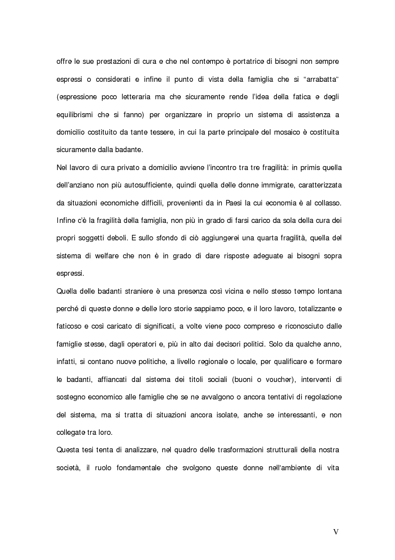Anteprima della tesi: Lavoro di cura domiciliare e immigrazione femminile: quali prospettive di politica sociale?, Pagina 2