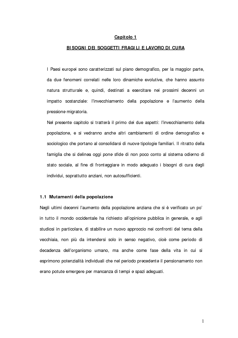 Anteprima della tesi: Lavoro di cura domiciliare e immigrazione femminile: quali prospettive di politica sociale?, Pagina 7