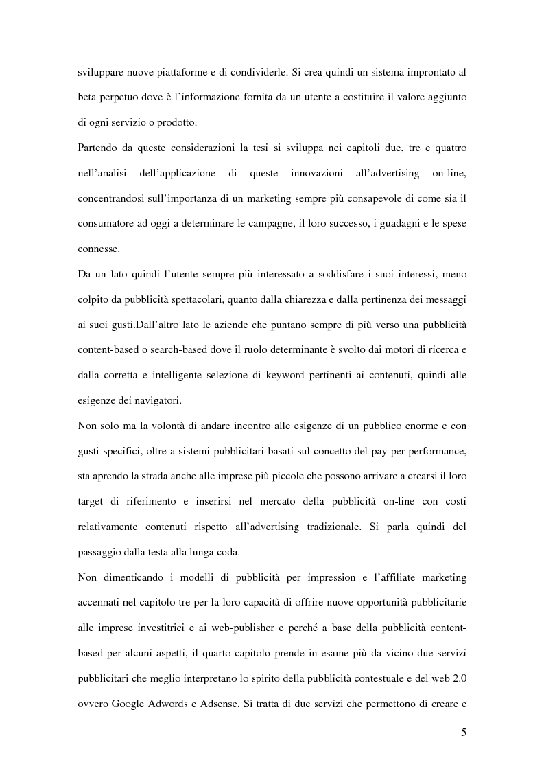 Anteprima della tesi: La rivoluzione della pubblicità on-line passa per il web 2.0: il caso di Google Adwords e Adsense, Pagina 2