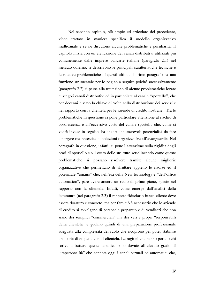 Anteprima della tesi: La Banca ''multicanale'': questioni organizzative e problemi operativi, Pagina 2