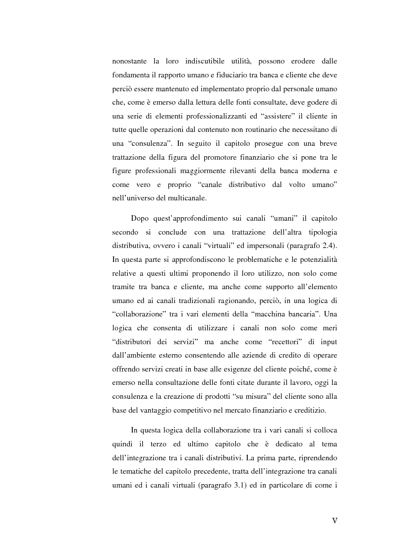 Anteprima della tesi: La Banca ''multicanale'': questioni organizzative e problemi operativi, Pagina 3
