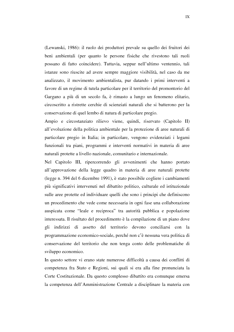 Anteprima della tesi: Attori ed interessi nel processo di costituzione di una politica ambientale: il caso del Parco Nazionale del Gargano., Pagina 3