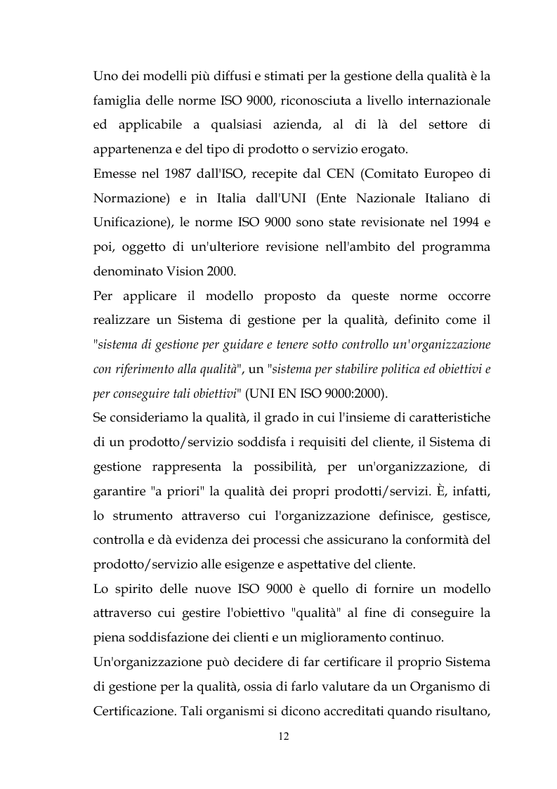 Anteprima della tesi: Raggiungere il successo attraverso la ''customer satisfaction''. Il caso delle aziende sanitarie, Pagina 12