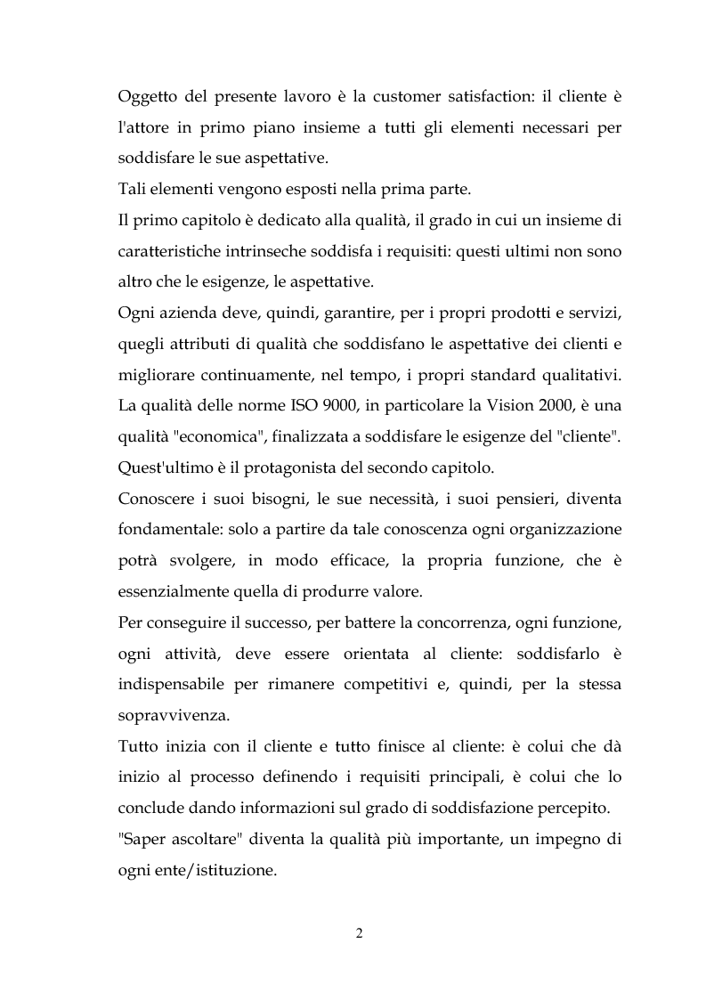 Anteprima della tesi: Raggiungere il successo attraverso la ''customer satisfaction''. Il caso delle aziende sanitarie, Pagina 2