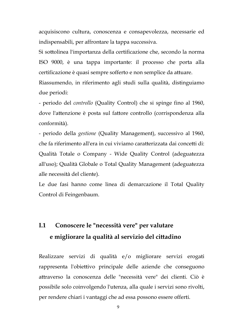 Anteprima della tesi: Raggiungere il successo attraverso la ''customer satisfaction''. Il caso delle aziende sanitarie, Pagina 9