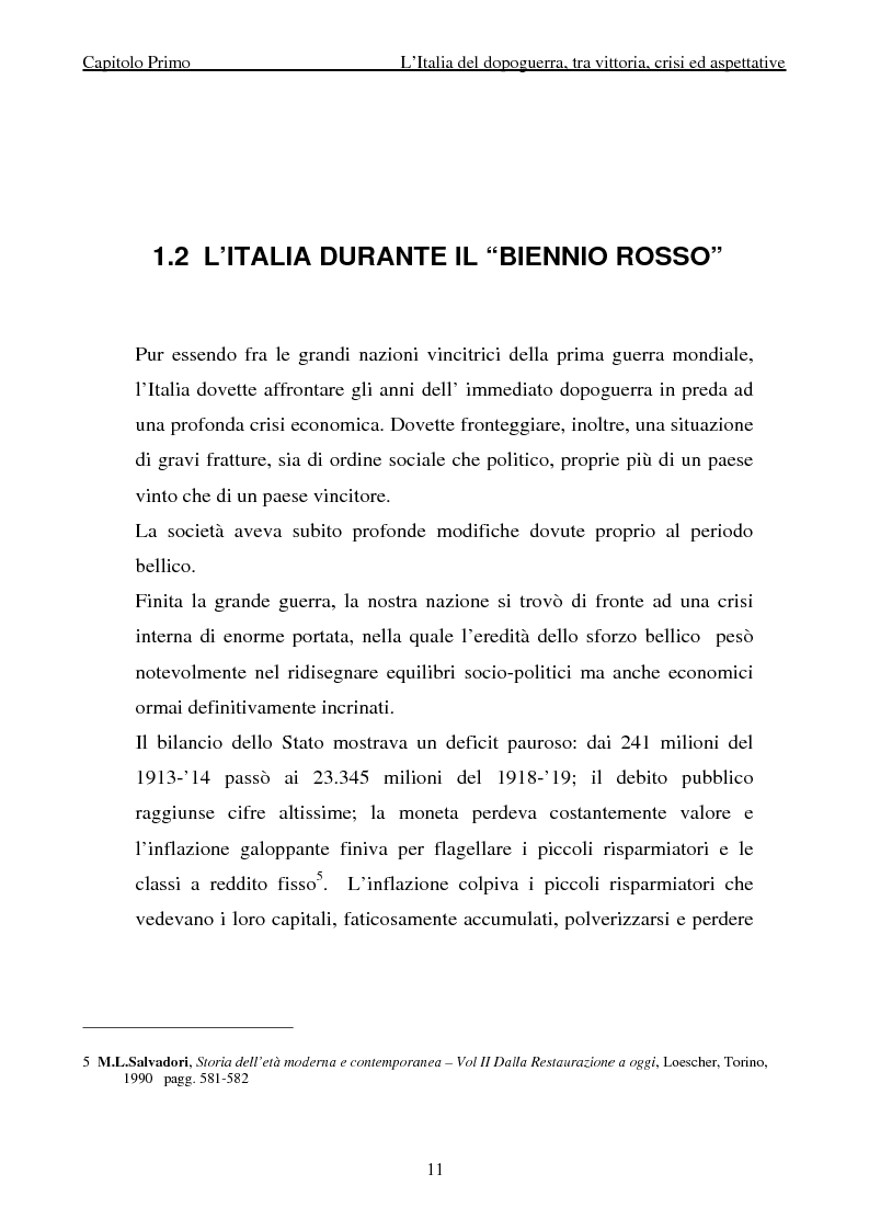 Anteprima della tesi: Genesi ed affermazione del movimento fascista nelle pagine de ''La Nazione'' (1919-1922), Pagina 11