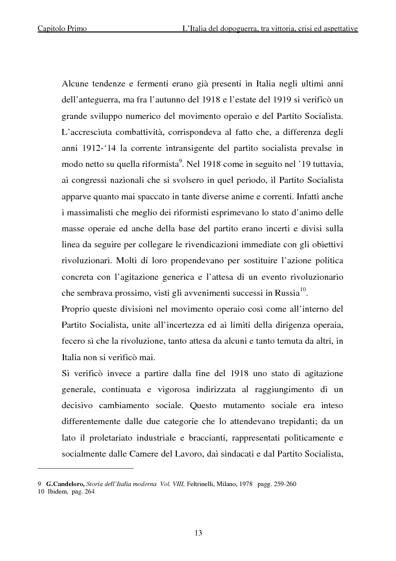 Anteprima della tesi: Genesi ed affermazione del movimento fascista nelle pagine de ''La Nazione'' (1919-1922), Pagina 13