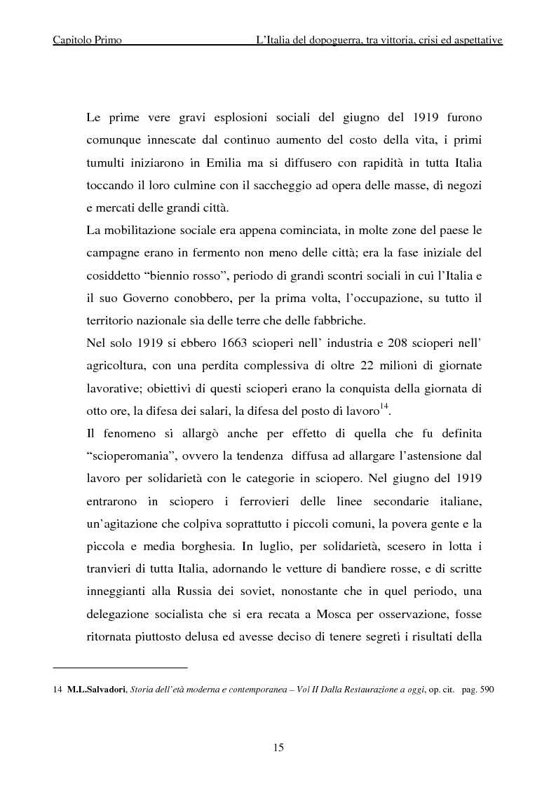 Anteprima della tesi: Genesi ed affermazione del movimento fascista nelle pagine de ''La Nazione'' (1919-1922), Pagina 15