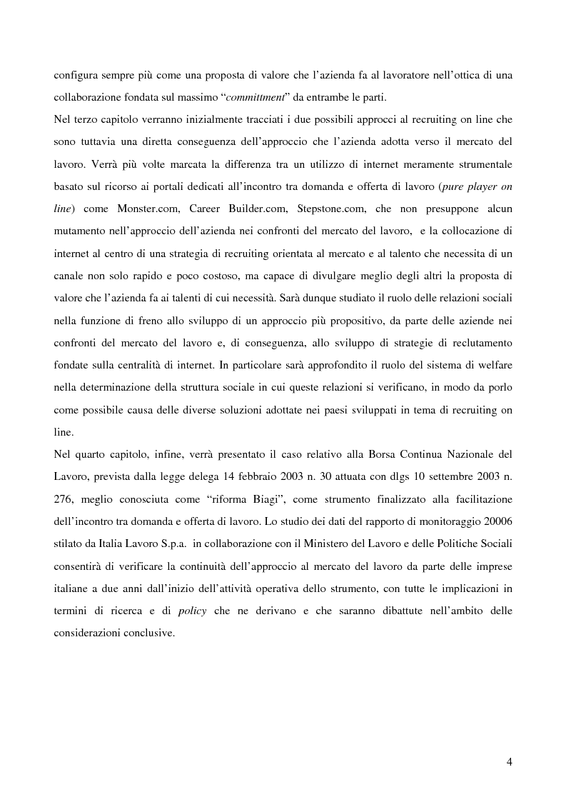 Anteprima della tesi: Capitale umano e relazioni sociali nello sviluppo del recruiting on line, Pagina 4