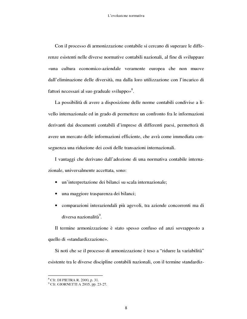 Anteprima della tesi: Prime esperienze di schemi di bilancio ''IAS'' in Italia: analisi comparata di società quotate, Pagina 8