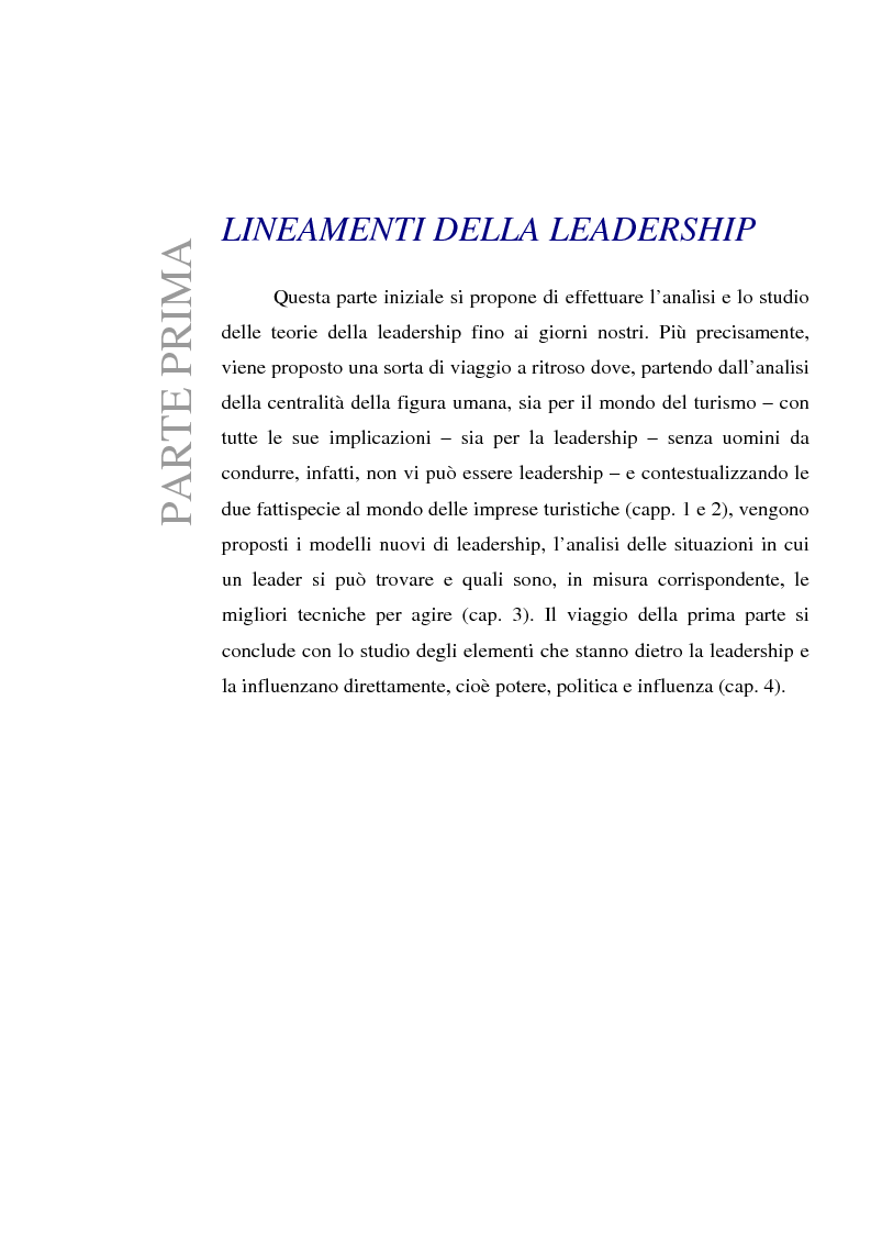 Anteprima della tesi: Leadership, gestire l'innovazione delle tecniche per promuovere la valorizzazione del capitale umano nelle imprese turistiche, Pagina 3