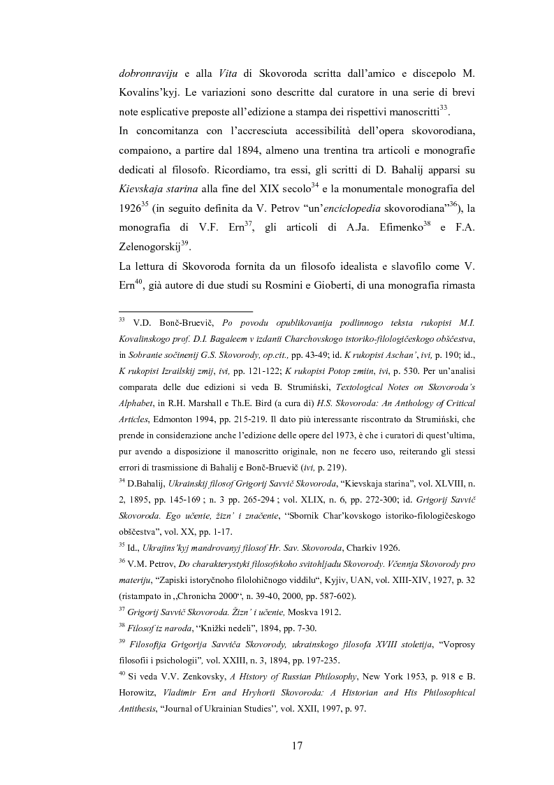 Anteprima della tesi: Il dialogo di H.S. Skovoroda ''Beseda 1-ja narecennaja Observatorium (Sion)'': fonti bibliche e patristiche, Pagina 13