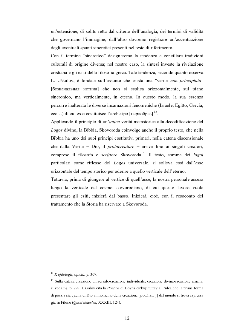 Anteprima della tesi: Il dialogo di H.S. Skovoroda ''Beseda 1-ja narecennaja Observatorium (Sion)'': fonti bibliche e patristiche, Pagina 8