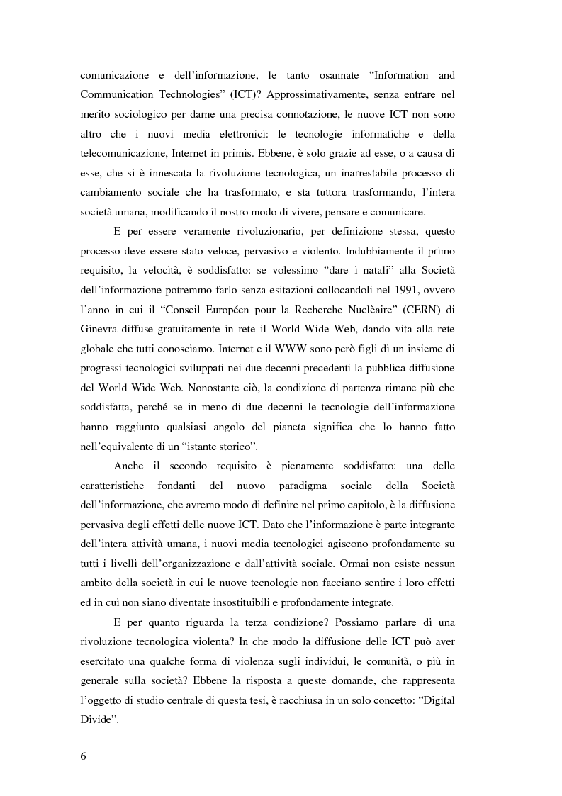 Anteprima della tesi: Digital Divide e sviluppo umano. Contraddizioni e squilibri della Società in rete, Pagina 2