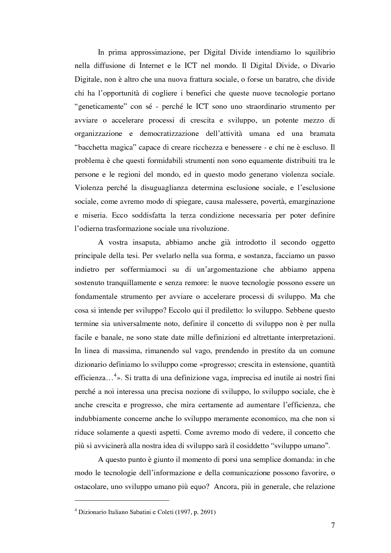 Anteprima della tesi: Digital Divide e sviluppo umano. Contraddizioni e squilibri della Società in rete, Pagina 3