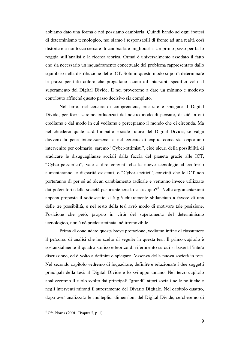 Anteprima della tesi: Digital Divide e sviluppo umano. Contraddizioni e squilibri della Società in rete, Pagina 5