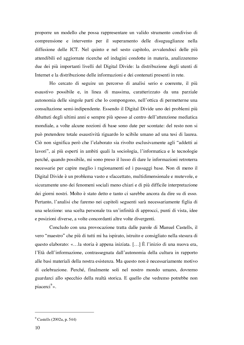 Anteprima della tesi: Digital Divide e sviluppo umano. Contraddizioni e squilibri della Società in rete, Pagina 6