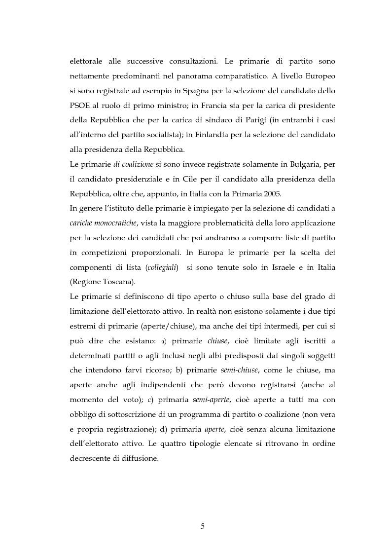 Anteprima della tesi: L'elettorato di centro-sinistra alla prova delle primarie 2005. Un'analisi del voto, Pagina 4