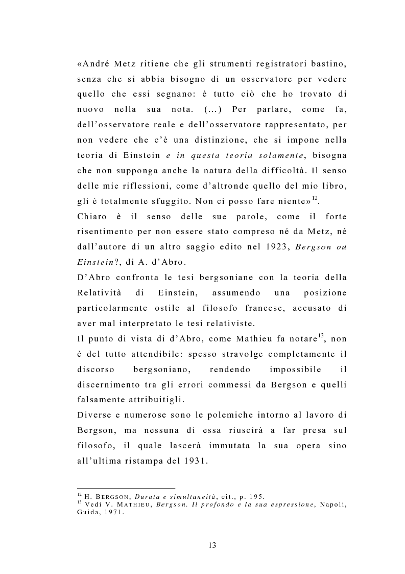 Anteprima della tesi: Bergson e Einstein: un confronto mancato, Pagina 8