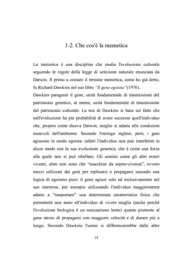 Anteprima della tesi: La memetica : un nuovo approccio teorico allo studio delle pratiche sociali, Pagina 10