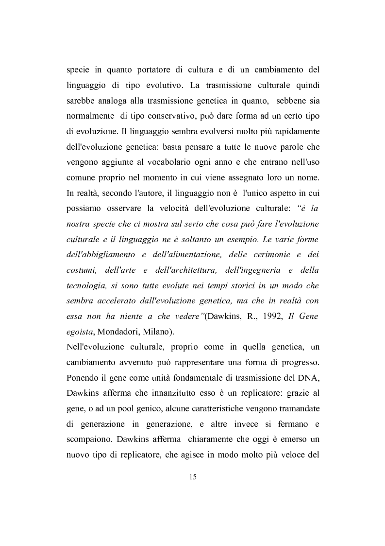 Anteprima della tesi: La memetica : un nuovo approccio teorico allo studio delle pratiche sociali, Pagina 11