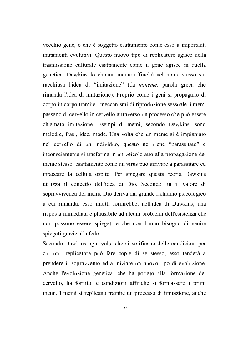 Anteprima della tesi: La memetica : un nuovo approccio teorico allo studio delle pratiche sociali, Pagina 12