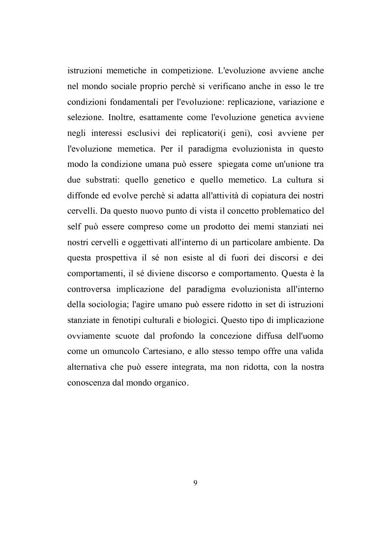 Anteprima della tesi: La memetica : un nuovo approccio teorico allo studio delle pratiche sociali, Pagina 5