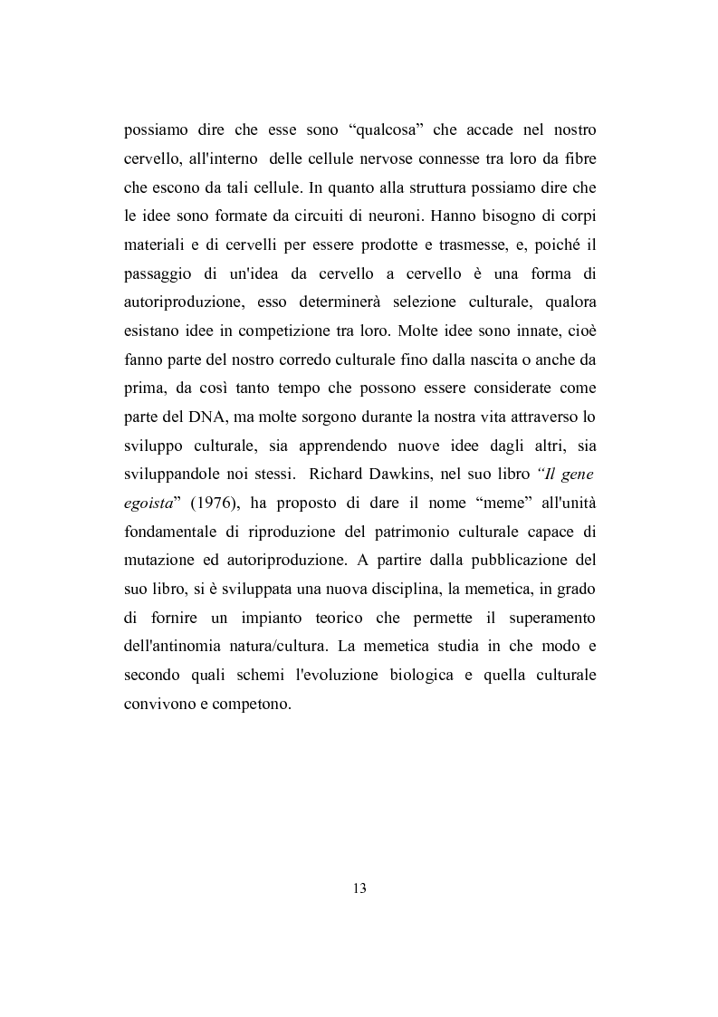 Anteprima della tesi: La memetica : un nuovo approccio teorico allo studio delle pratiche sociali, Pagina 9