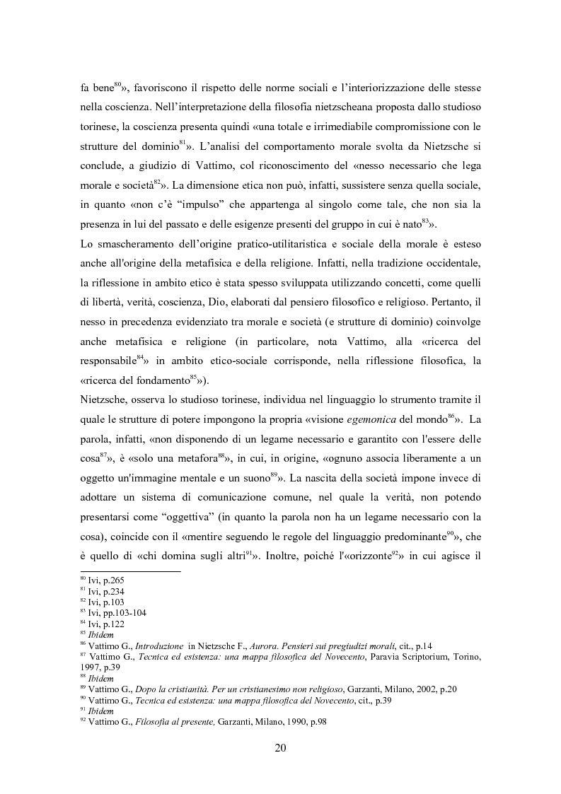 Anteprima della tesi: Secolarizzazione ed indebolimento dell'essere: l'interpretazione di Nietzsche ed Heidegger proposta da Vattimo per la società post-moderna, Pagina 12