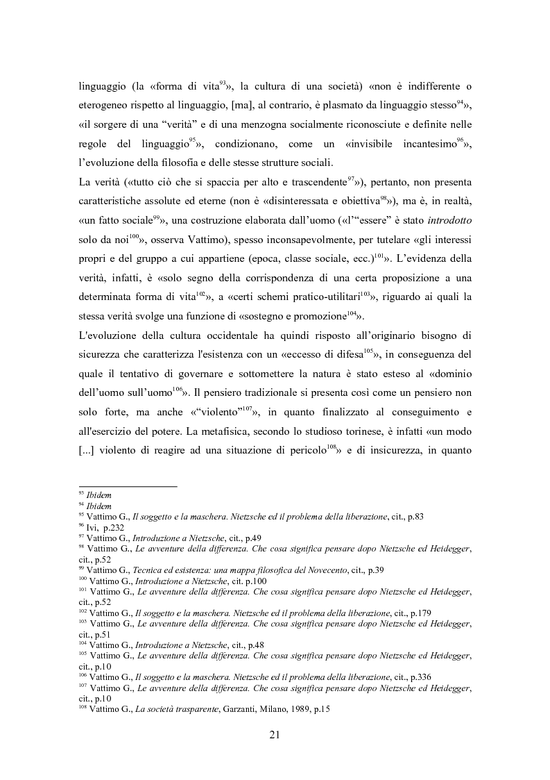 Anteprima della tesi: Secolarizzazione ed indebolimento dell'essere: l'interpretazione di Nietzsche ed Heidegger proposta da Vattimo per la società post-moderna, Pagina 13