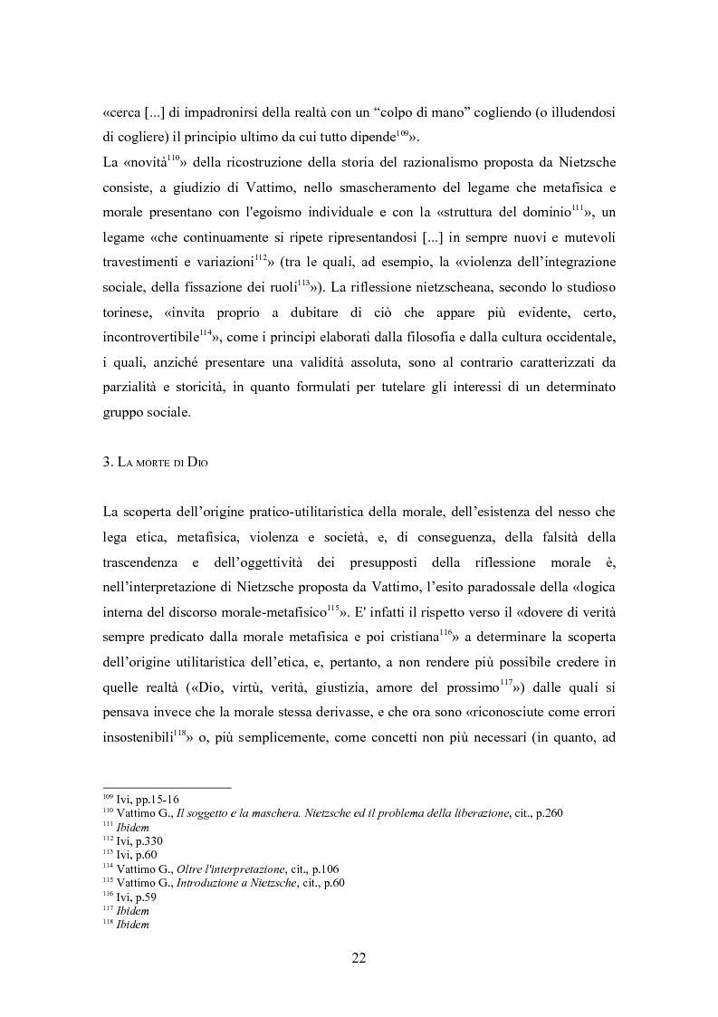 Anteprima della tesi: Secolarizzazione ed indebolimento dell'essere: l'interpretazione di Nietzsche ed Heidegger proposta da Vattimo per la società post-moderna, Pagina 14