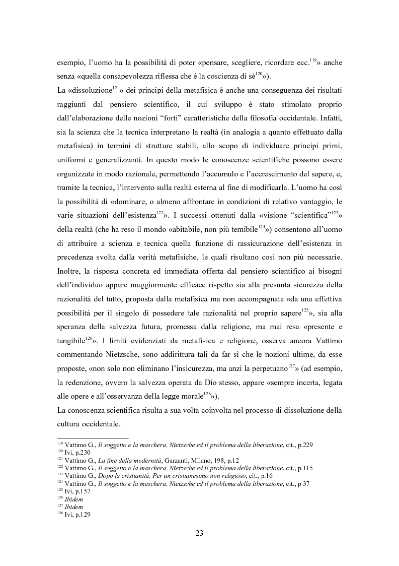 Anteprima della tesi: Secolarizzazione ed indebolimento dell'essere: l'interpretazione di Nietzsche ed Heidegger proposta da Vattimo per la società post-moderna, Pagina 15