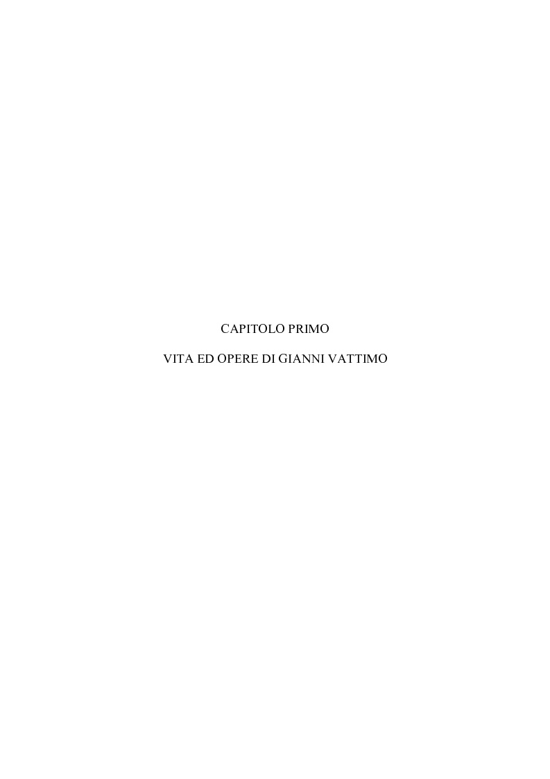 Anteprima della tesi: Secolarizzazione ed indebolimento dell'essere: l'interpretazione di Nietzsche ed Heidegger proposta da Vattimo per la società post-moderna, Pagina 2