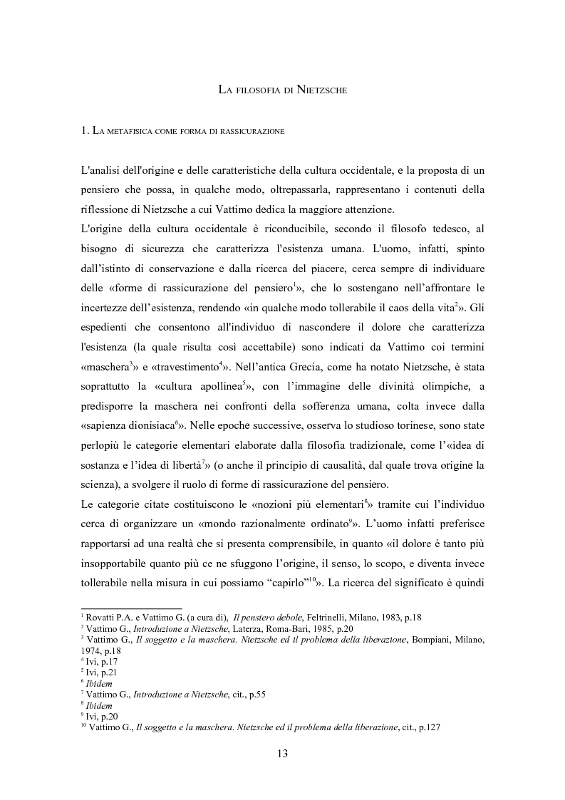 Anteprima della tesi: Secolarizzazione ed indebolimento dell'essere: l'interpretazione di Nietzsche ed Heidegger proposta da Vattimo per la società post-moderna, Pagina 5
