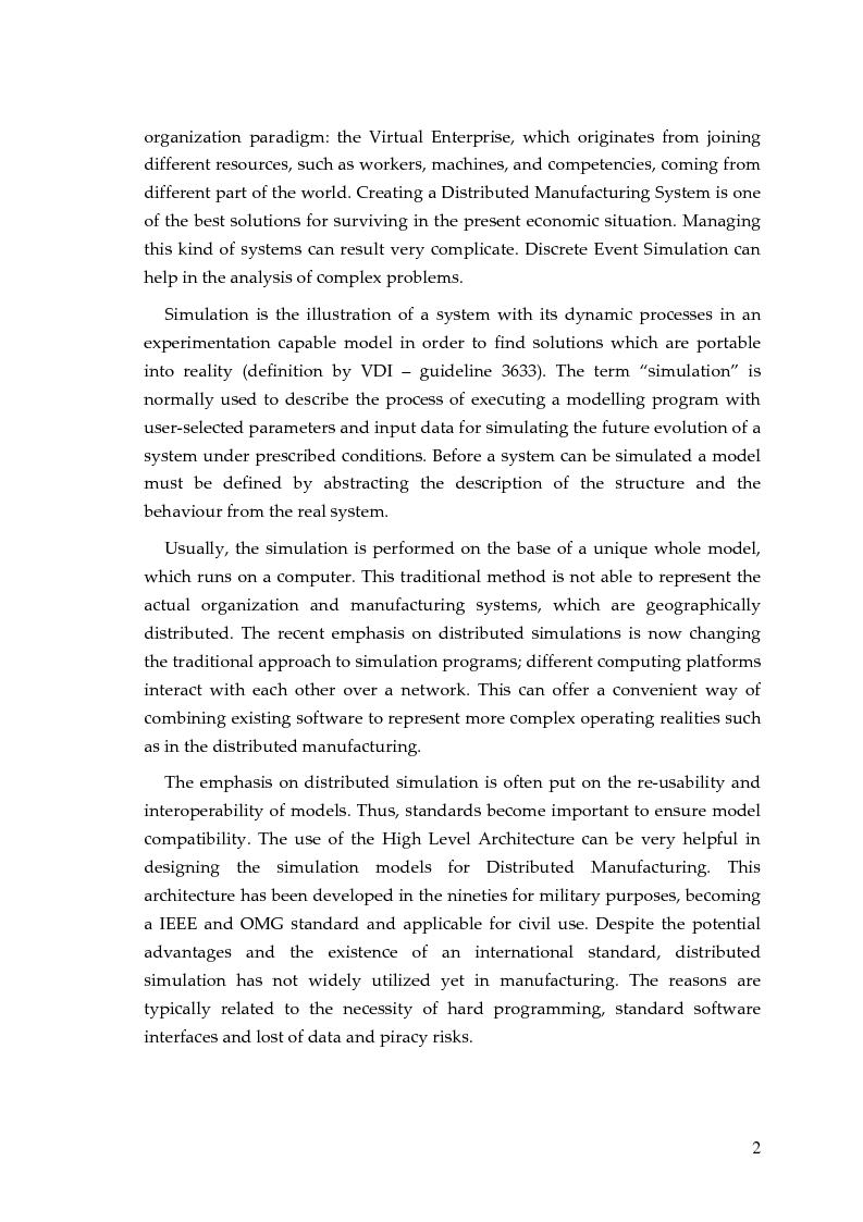 Anteprima della tesi: Discrete-Event Simulation in Distributed Manufacturing: Development of a HLA Adapter for Software Integration, Pagina 2