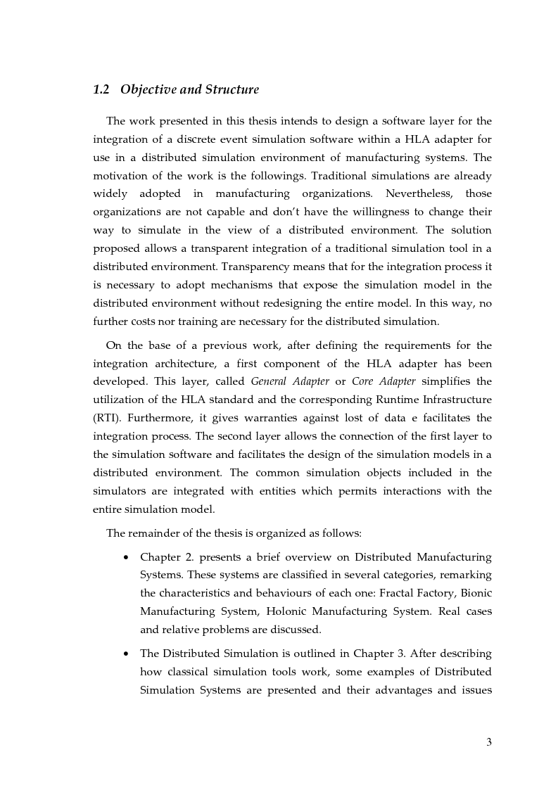 Anteprima della tesi: Discrete-Event Simulation in Distributed Manufacturing: Development of a HLA Adapter for Software Integration, Pagina 3