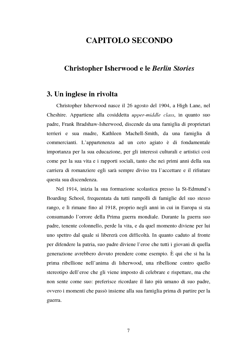 Anteprima della tesi: ''Elegies for a dying city'': l'immagine della città di Berlino nelle Berlin Stories di Christopher Isherwood, Pagina 7