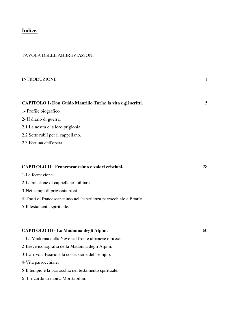 Indice della tesi: Don Guido Maurilio Turla: appunti per una biografia., Pagina 1